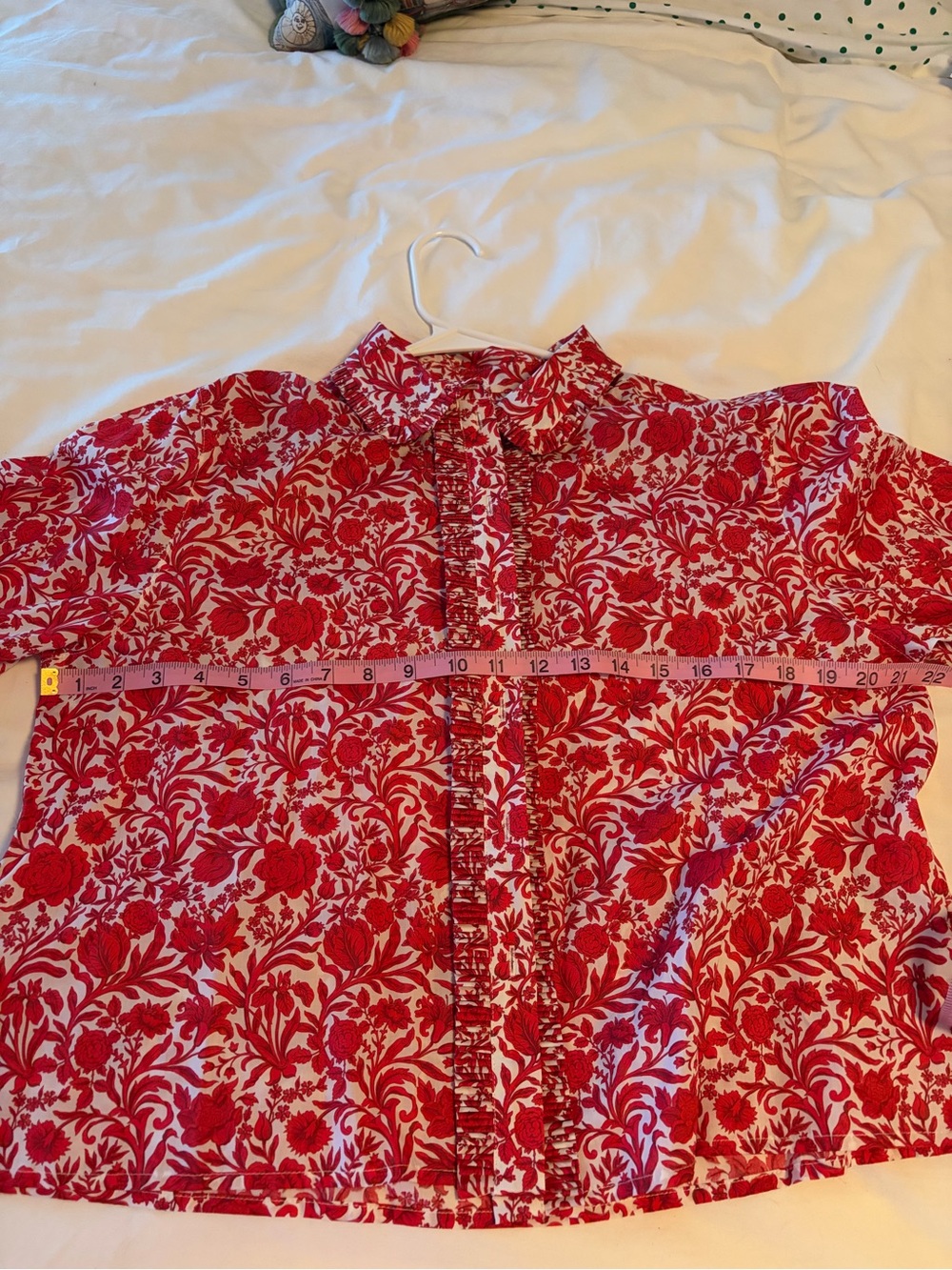 J. Crew Red and White Floral Ruffled Blouse - Picture 8 of 10